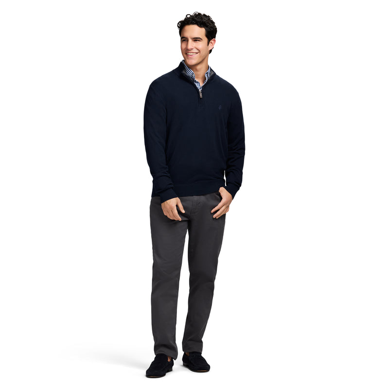 FINE GAUGE QUARTER
 ZIP SWEATER - NAVY BLAZER