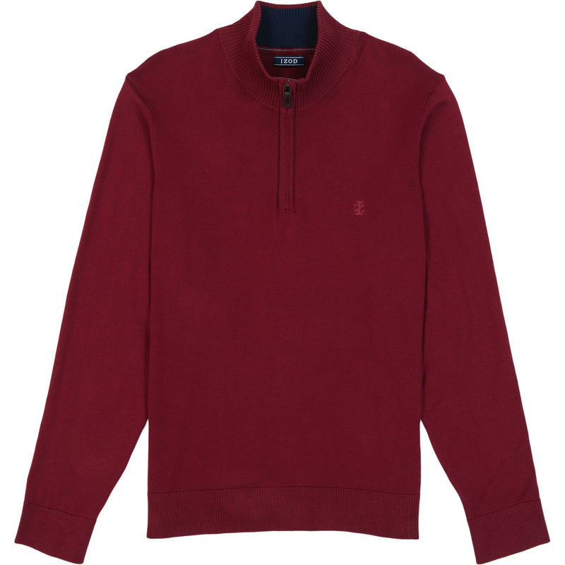 FINE GAUGE QUARTER
 ZIP SWEATER - VELVET MAROON