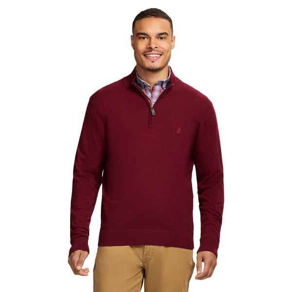 FINE GAUGE QUARTER
 ZIP SWEATER - VELVET MAROON