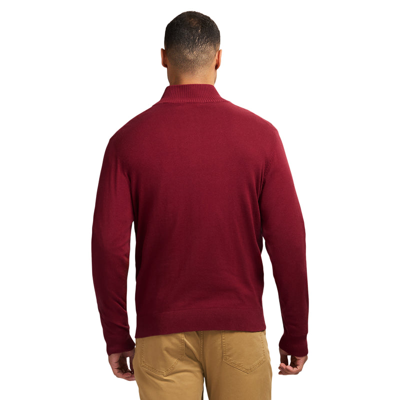 FINE GAUGE QUARTER
 ZIP SWEATER - VELVET MAROON