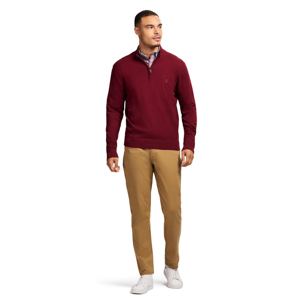 FINE GAUGE QUARTER
 ZIP SWEATER - VELVET MAROON