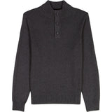 HOLIDAY BUTTON MOCK SWEATER - ASPHALT