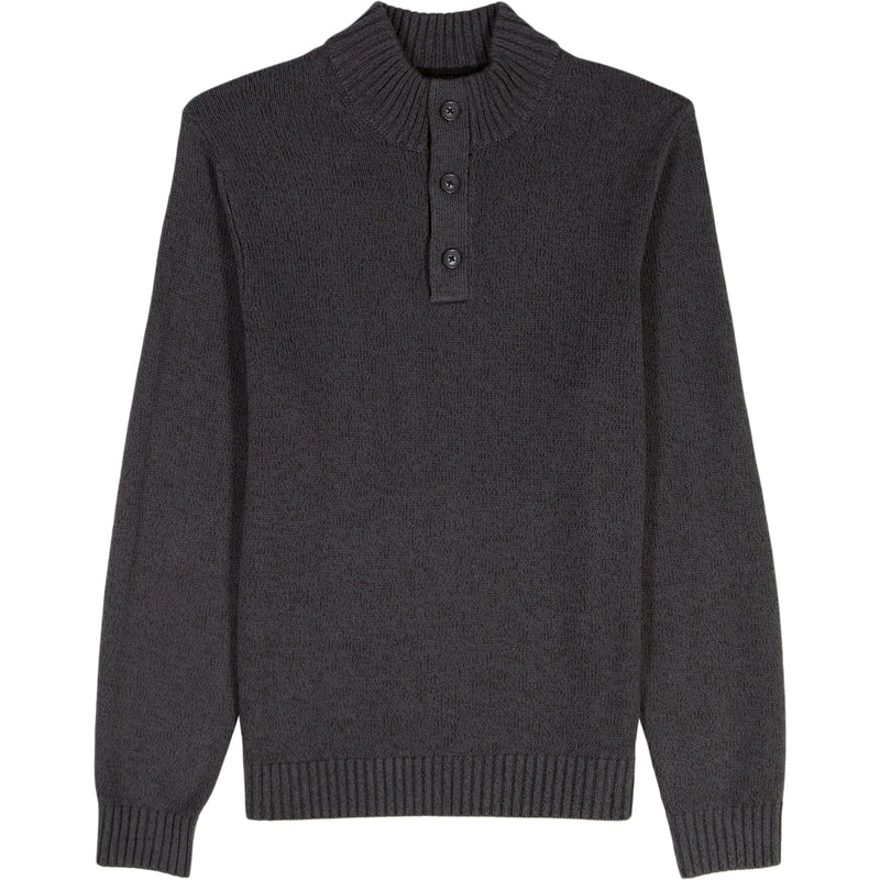 HOLIDAY BUTTON MOCK SWEATER - ASPHALT