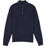 HOLIDAY BUTTON MOCK SWEATER - NAVY BLAZER