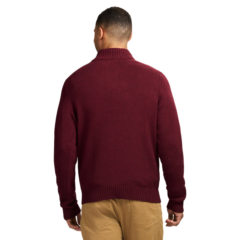 HOLIDAY BUTTON MOCK SWEATER - VELVET MAROON