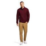HOLIDAY BUTTON MOCK SWEATER - VELVET MAROON
