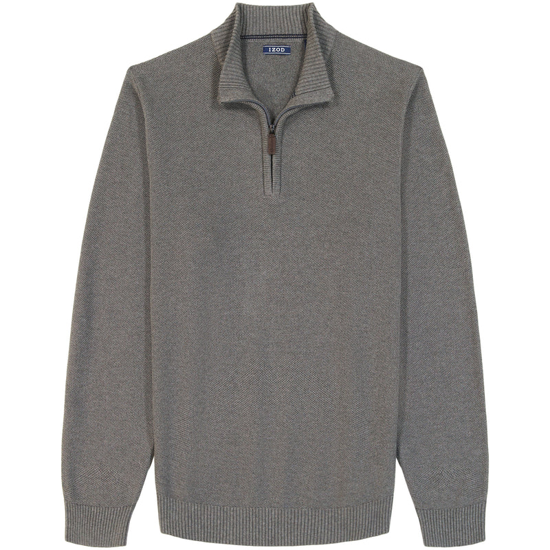 HONEYCOMB QUARTER ZIP SWEATER - CARBON HTHR