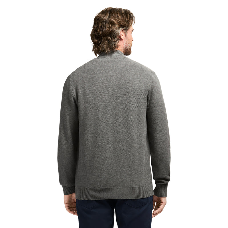 HONEYCOMB QUARTER ZIP SWEATER - CARBON HTHR