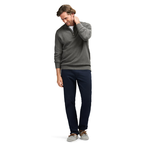 HONEYCOMB QUARTER ZIP SWEATER - CARBON HTHR