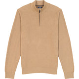 HONEYCOMB QUARTER ZIP SWEATER - CAMEL HTHR