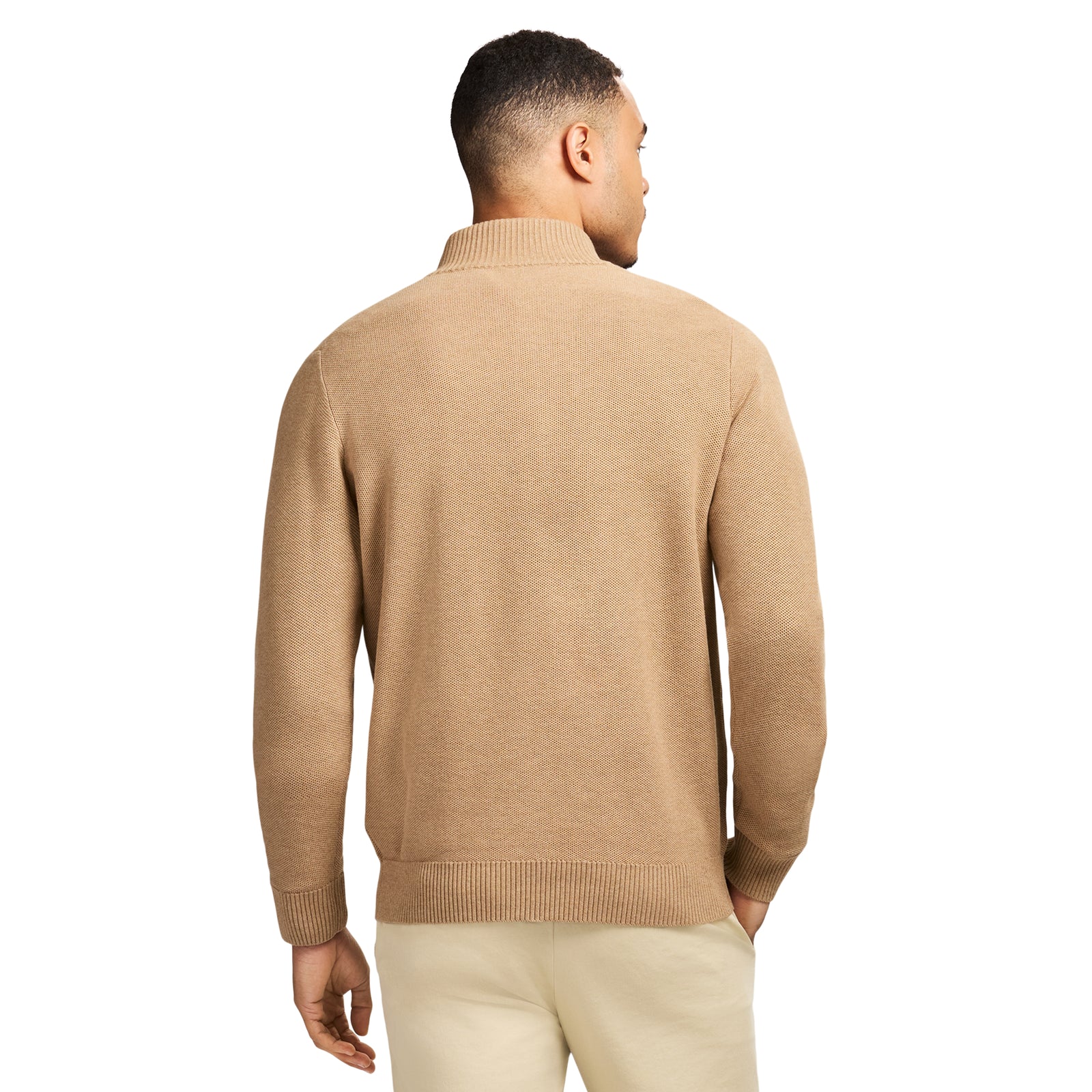 Honeycomb Quarter Zip Sweater - Camel Hthr – IZOD