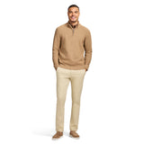 HONEYCOMB QUARTER ZIP SWEATER - CAMEL HTHR