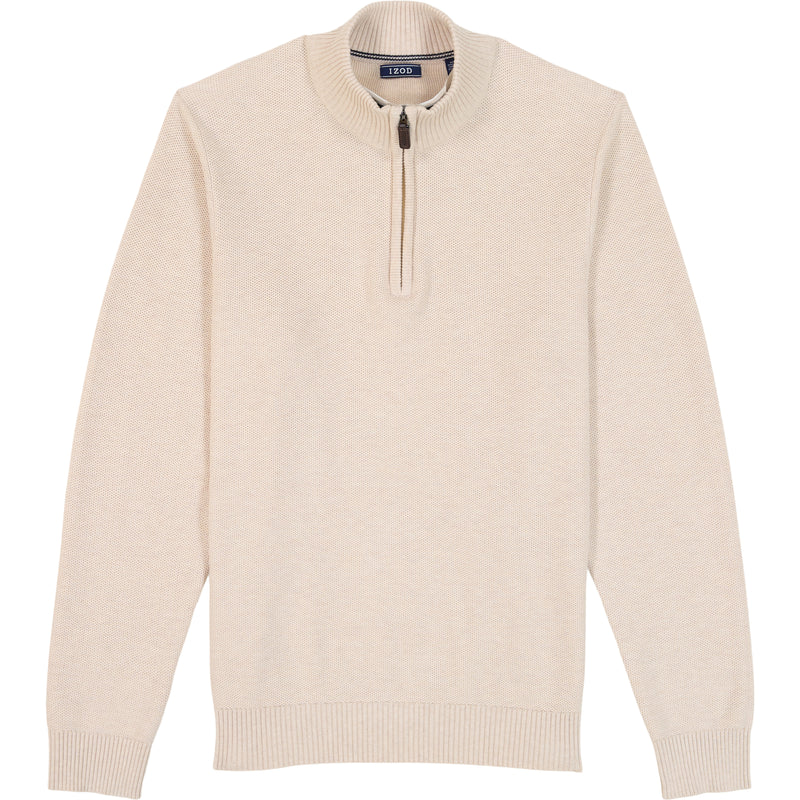 HONEYCOMB QUARTER ZIP SWEATER - ROCK HTHR