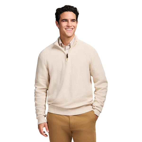 HONEYCOMB QUARTER ZIP SWEATER - ROCK HTHR