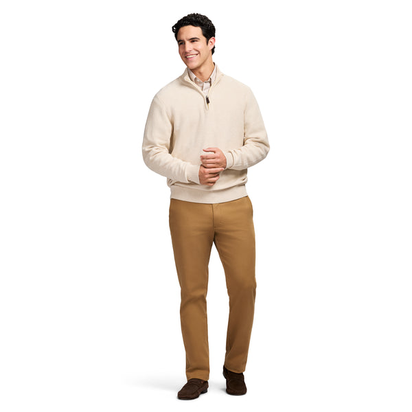 HONEYCOMB QUARTER ZIP SWEATER - ROCK HTHR