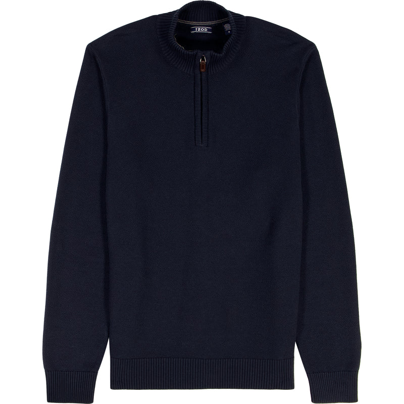 HONEYCOMB QUARTER ZIP SWEATER - NAVY BLAZER