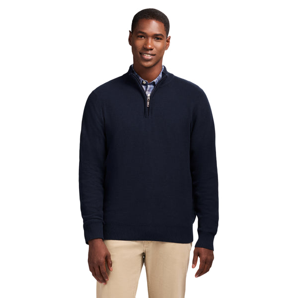 HONEYCOMB QUARTER ZIP SWEATER - NAVY BLAZER