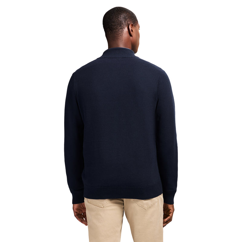 HONEYCOMB QUARTER ZIP SWEATER - NAVY BLAZER