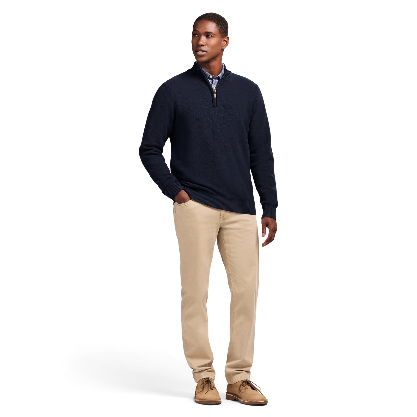 Honeycomb Quarter Zip Sweater - Navy Blazer – IZOD