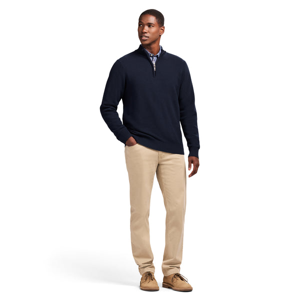 HONEYCOMB QUARTER ZIP SWEATER - NAVY BLAZER