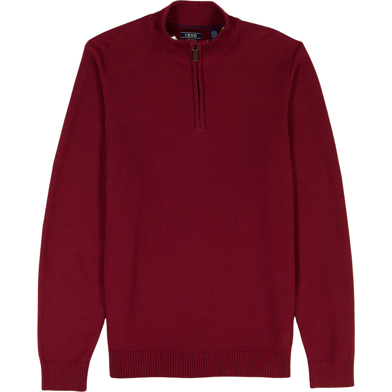 HONEYCOMB QUARTER ZIP SWEATER - VELVET MAROON