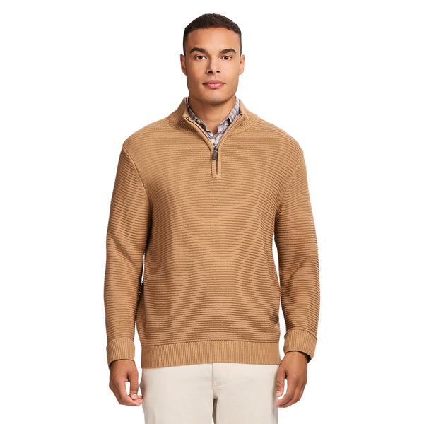 OTTOMAN QUARTER 
ZIP SWEATER - CAMEL HTHR