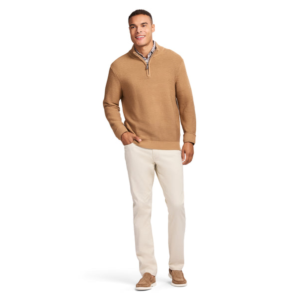 OTTOMAN QUARTER 
ZIP SWEATER - CAMEL HTHR