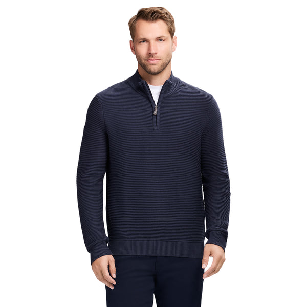OTTOMAN QUARTER 
ZIP SWEATER - NAVY BLAZER