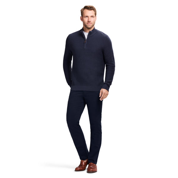 OTTOMAN QUARTER 
ZIP SWEATER - NAVY BLAZER