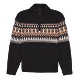 HOLIDAY FAIRISLE 
QUARTER ZIP SWEATER - BLACK