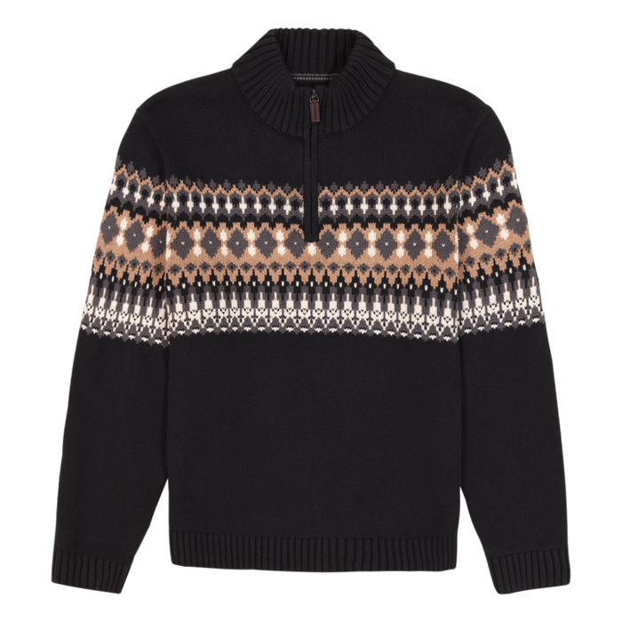 Holiday Fairisle Quarter Zip Sweater - Black – IZOD Holiday Fairisle Quarter Zip Sweater - Black – IZOD
