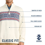 HOLIDAY FAIRISLE 
QUARTER ZIP SWEATER - ROCK HTHR