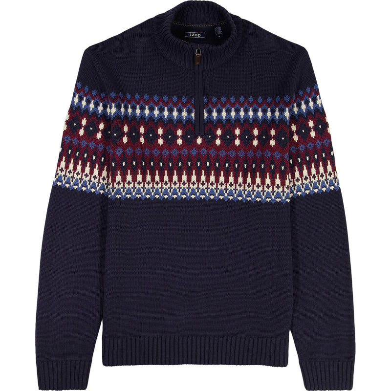 HOLIDAY FAIRISLE 
QUARTER ZIP SWEATER - NAVY BLAZER