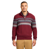 HOLIDAY FAIRISLE 
QUARTER ZIP SWEATER - VELVET MAROON