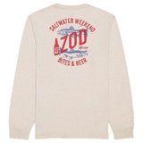 SALTWATER LONG SLEEVE BITES & BEER GRAPHIC TEE - OATMEAL HTR