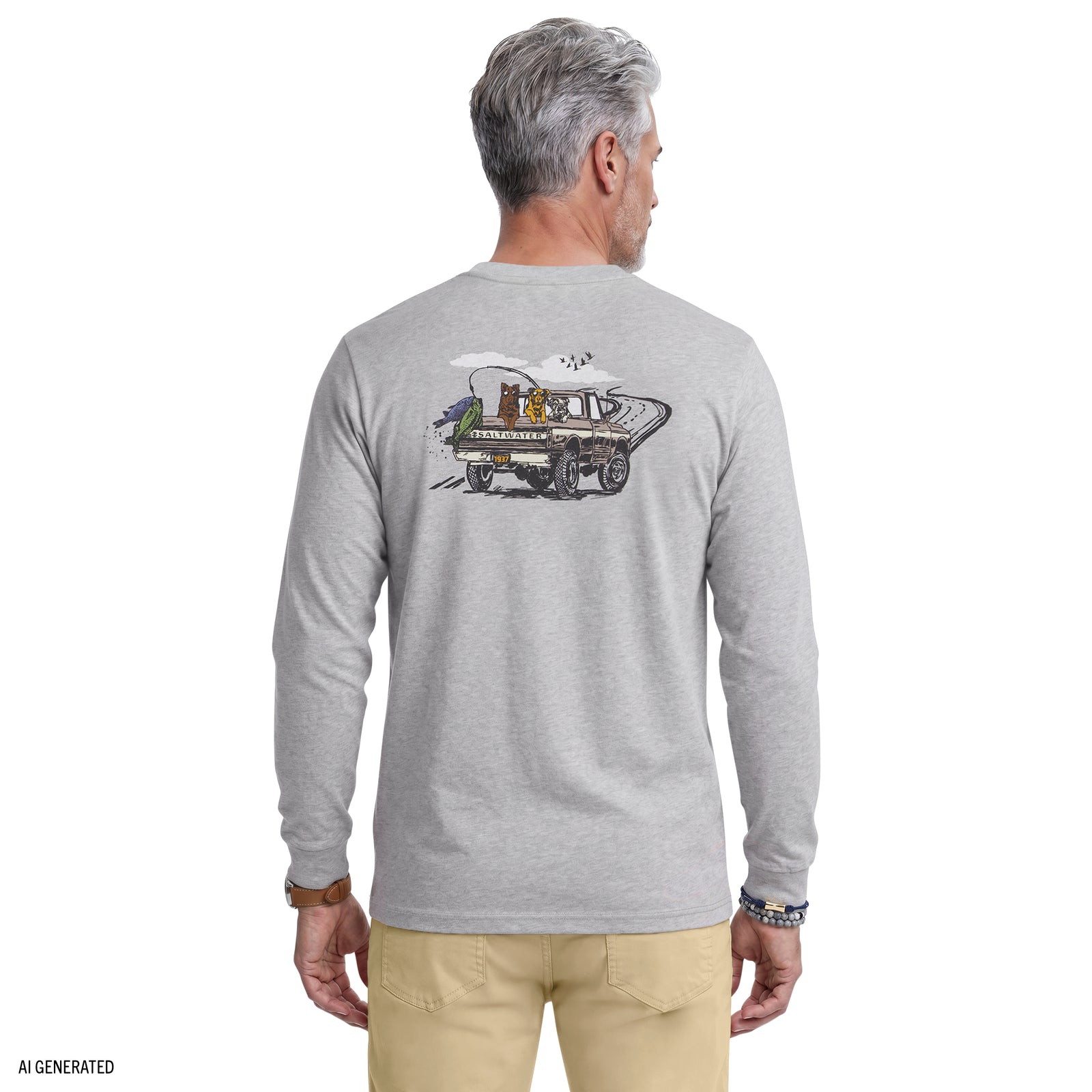 トップス kotohayokozawa Graphic long sleeveT GRAY Saltwater Long Sleeve Lake Life Graphic Tee - Lt Grey Hthr – IZOD
