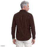 CORDUROY LONG SLEEVE BUTTON-DOWN SHIRT - SEAL BROWN