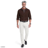 CORDUROY LONG SLEEVE BUTTON-DOWN SHIRT - SEAL BROWN