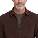 CORDUROY LONG SLEEVE BUTTON-DOWN SHIRT - SEAL BROWN