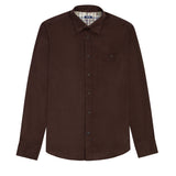 CORDUROY LONG SLEEVE BUTTON-DOWN SHIRT - SEAL BROWN