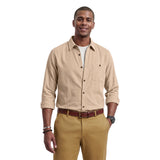 CORDUROY LONG SLEEVE BUTTON-DOWN SHIRT - WHITE PEPPER