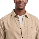 CORDUROY LONG SLEEVE BUTTON-DOWN SHIRT - WHITE PEPPER
