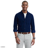 CORDUROY LONG SLEEVE BUTTON-DOWN SHIRT - MEDIEVAL BLUE
