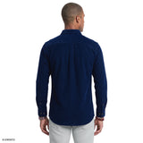 CORDUROY LONG SLEEVE BUTTON-DOWN SHIRT - MEDIEVAL BLUE