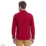 CORDUROY LONG SLEEVE BUTTON-DOWN SHIRT - SUNDRIED TOMATO