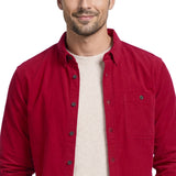 CORDUROY LONG SLEEVE BUTTON-DOWN SHIRT - SUNDRIED TOMATO