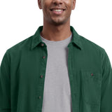 CORDUROY LONG SLEEVE BUTTON-DOWN SHIRT - DARK GREEN