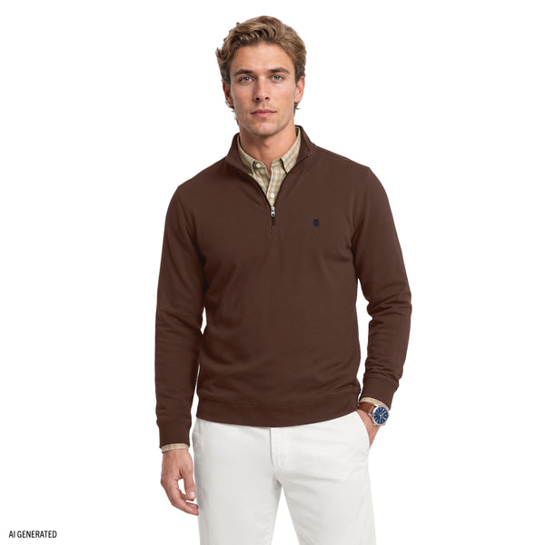 Advantage Performance Quarter Zip Fleece - Seal Brown – IZOD