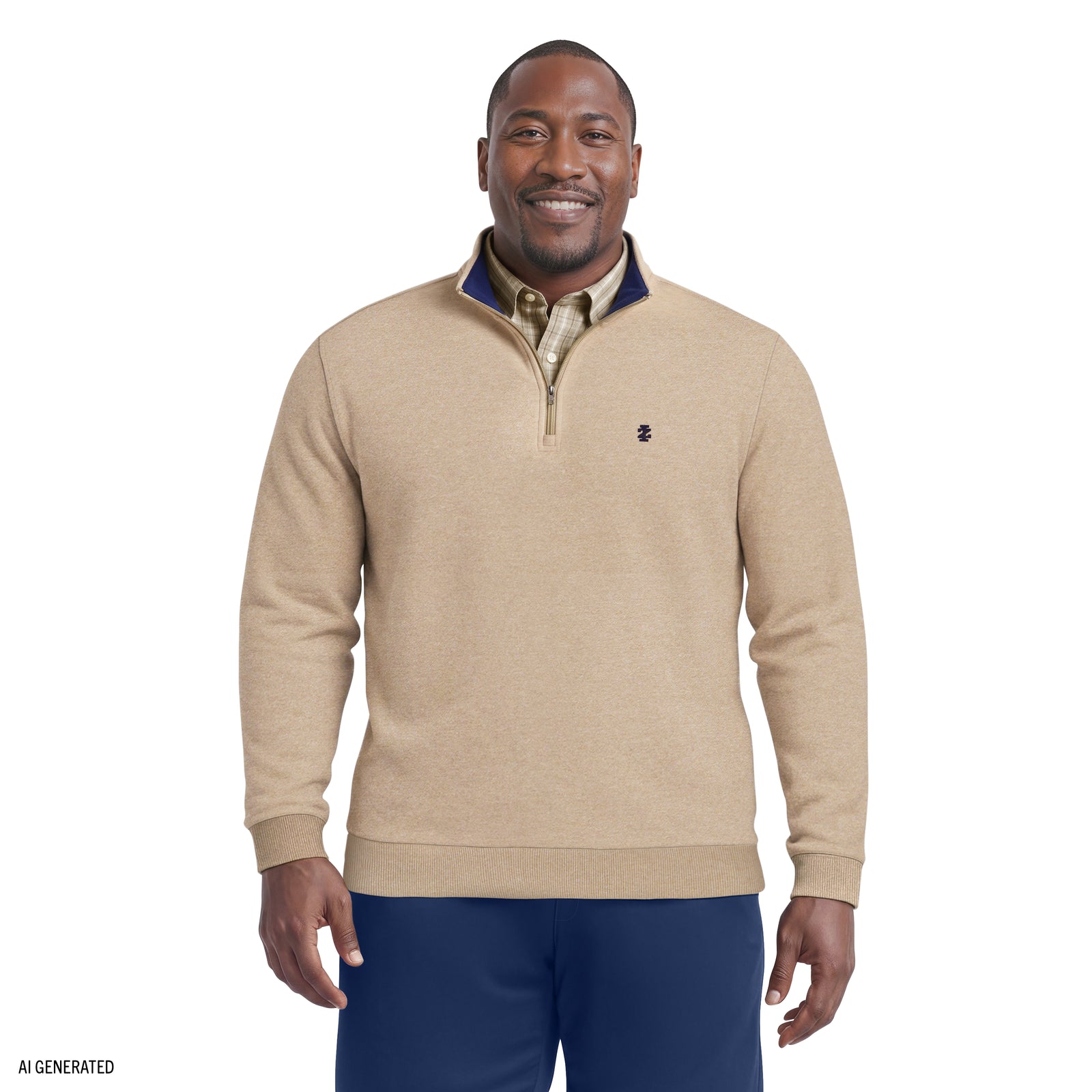 Big & Tall Advantage Performance Quarter Zip Fleece - Camel Hthr