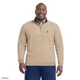 BIG & TALL ADVANTAGE PERFORMANCE QUARTER ZIP FLEECE - CAMEL HTHR